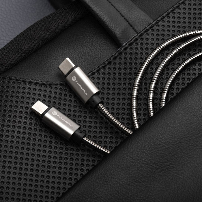 Kabel USB C do USB C Forcell F-Energy QC4.0 PD 3A 66W Metal 2 m C237 srebrny