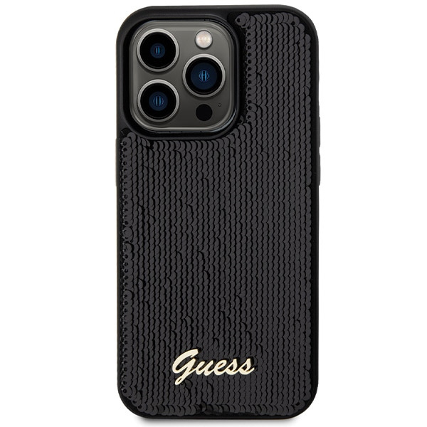 Etui Guess GUHCP13LPSFDGSK iPhone 13 Pro / 13 6.1" czarny/black hardcase Sequin Script Metal Case