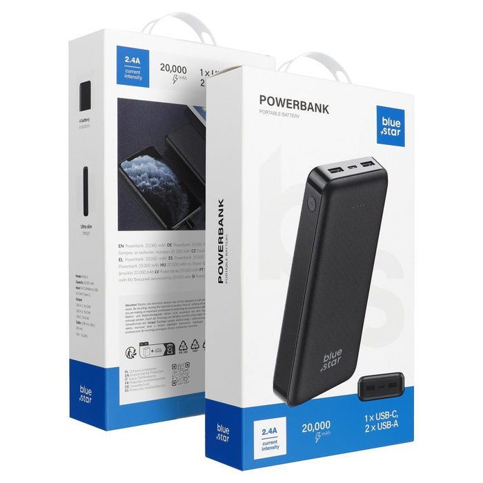 Powerbank Blue Star W2015 2.1A 20000 mAh czarny