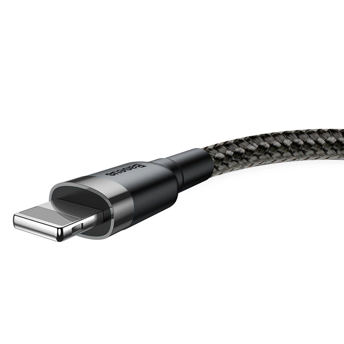 Baseus Cafule Cable wytrzymały nylonowy kabel przewód USB / Lightning QC3.0 2.4A 1M czarno-szary (CALKLF-BG1)