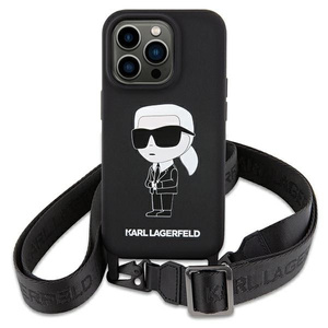 Etui Karl Lagerfeld KLHCP15SSCBSKNK iPhone 15 6.1" hardcase czarny/black Crossbody Silicone Ikonik Case