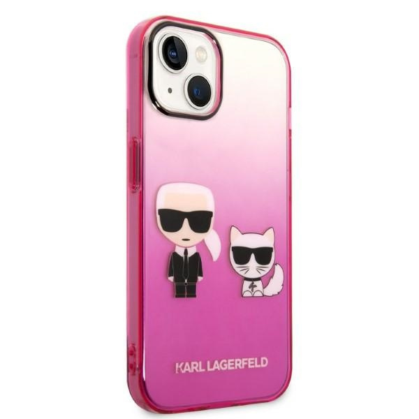 Etui KARL LAGERFELD Apple iPhone 14 Plus Gradient Ikonik Karl & Choupette Różowy Hardcase