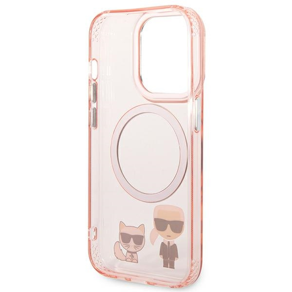 Etui Karl Lagerfeld iPhone 14 Pro 6,1" hardcase różowy/pink Karl & Choupette Aluminium Magsafe