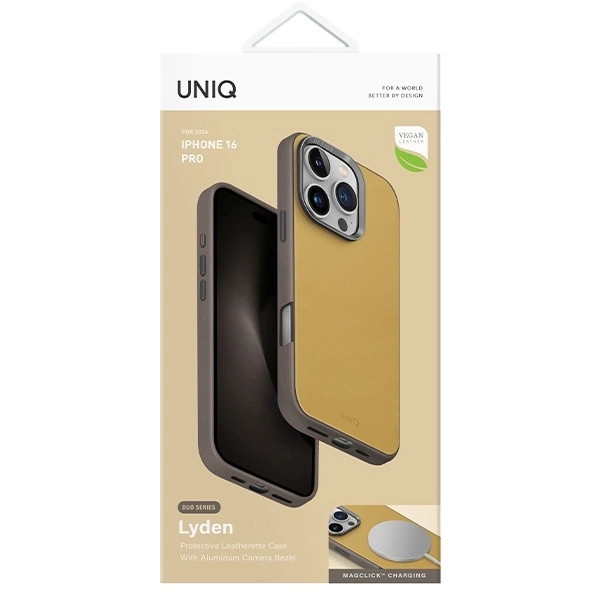Etui UNIQ Lyden DS iPhone 16 Pro 6.3" Magclick Charging żółto-szary/yellow-grey