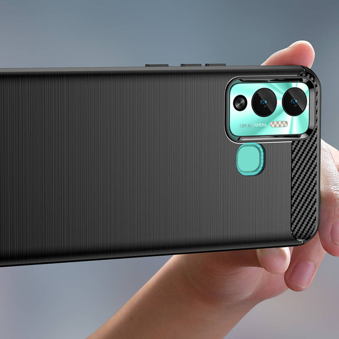 Etui Carbon Case etui do Infinix Hot 12 Play NFC / Hot 12 Play elastyczny silikonowy karbonowy pokrowiec czarne Case