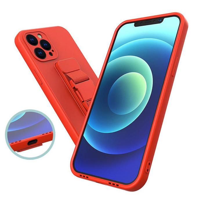 ETUI Rope case żelowe etui ze smyczą łańcuszkiem torebka smycz iPhone 13 Pro Max ciemnozielony CASE