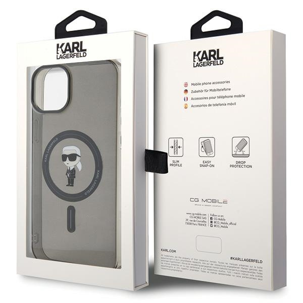 Etui Karl Lagerfeld KLHMP15MHFCKNOK iPhone 15 Plus 6.7" czarny/black hardcase IML Ikonik MagSafe Case