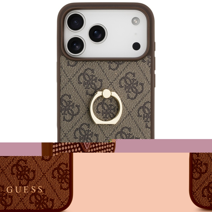 Etui Guess 4G Ring Stand do iPhone 17    Pro Max brązowy