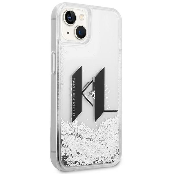 Etui KARL LAGERFELD Apple iPhone 14 Liquid Glitter Big KL Srebrny Hardcase