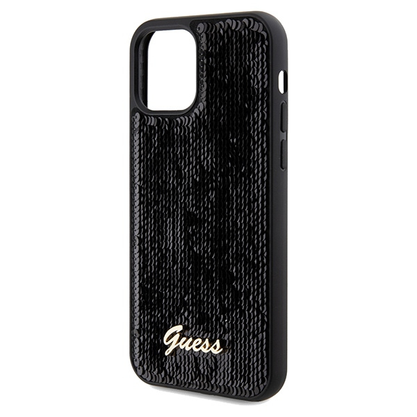 Etui Guess GUHCP12MPSFDGSK iPhone 12/12 Pro 6.1" czarny/black hardcase Sequin Script Metal Case