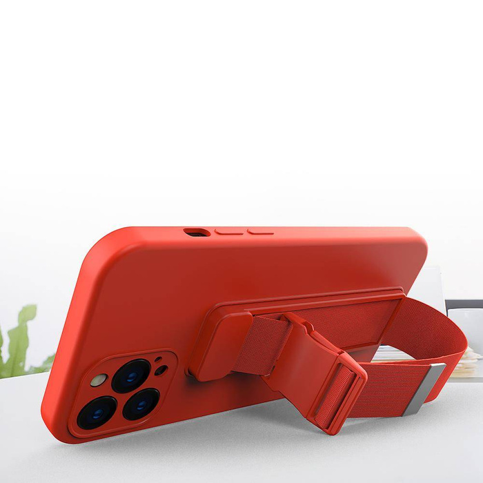 Rope case żelowe etui ze smyczą łańcuszkiem torebka smycz Samsung Galaxy A22 5G niebieski