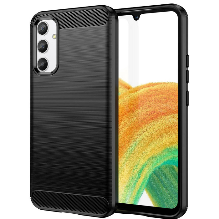 Etui Carbon Case etui do Samsung Galaxy A34 5G elastyczny silikonowy karbonowy pokrowiec czarne Case