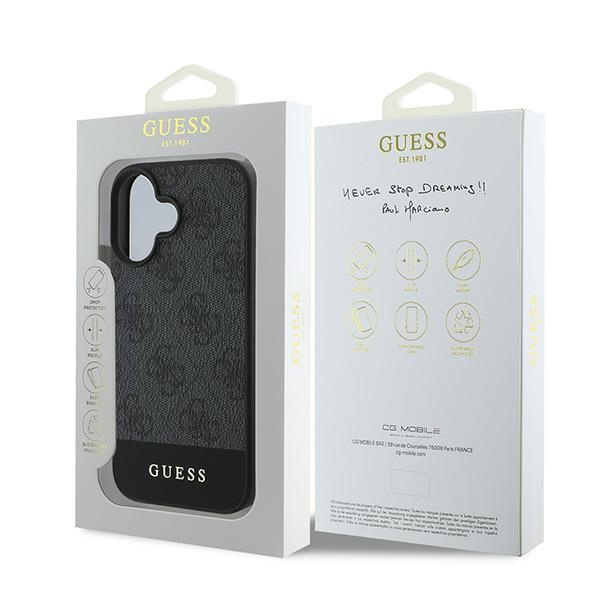 Etui Guess iPhone 16 Plus szary/grey HC PC/TPU 4G PU Bottom Stripe