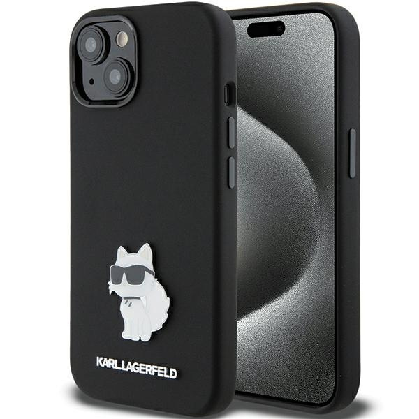 Etui Karl Lagerfeld KLHCP15MSMHCNPK iPhone 15 Plus 6.7" czarny/black Silicone Choupette Metal Pin Case