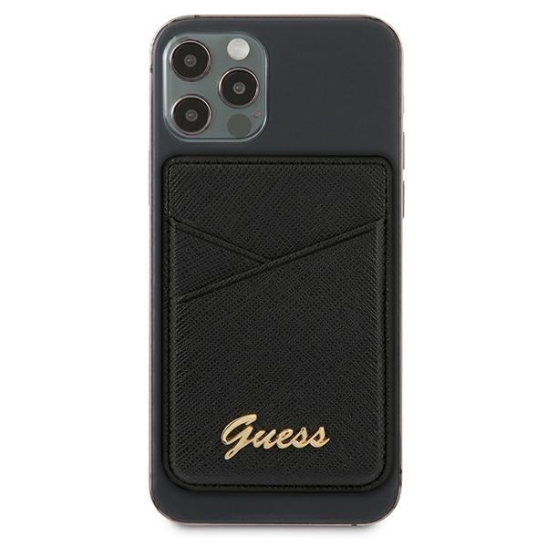 Etui Na Karty GUESS Wallet Card Slot MagSafe Saffiano Czarny Case