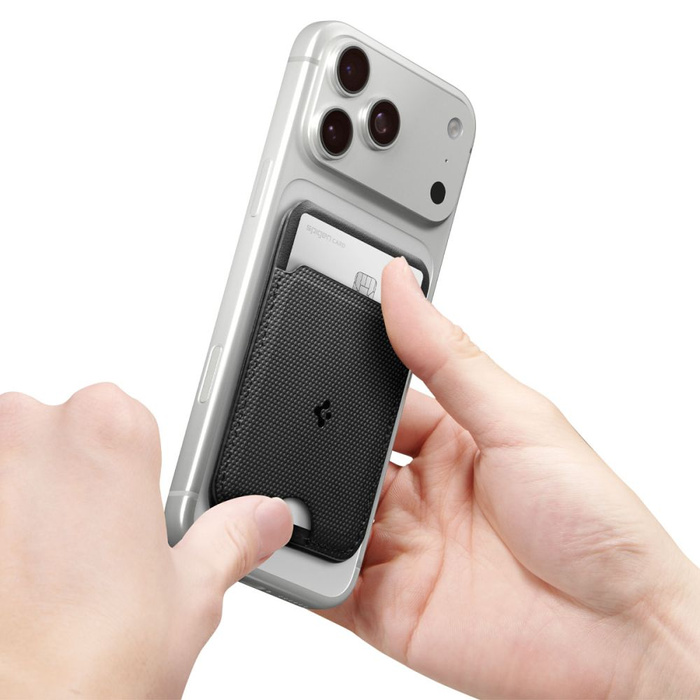 SPIGEN S314-1 SLIM FOLD TRIPOD MAGSAFE UNIVERSAL MAGNETIC CARD HOLDER BLACK