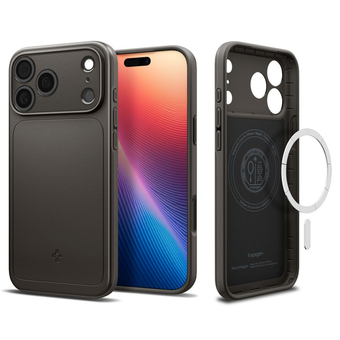 ETUI SPIGEN IPHONE 17 PRO THIN FIT MAG MAGSAFE GUNMETAL