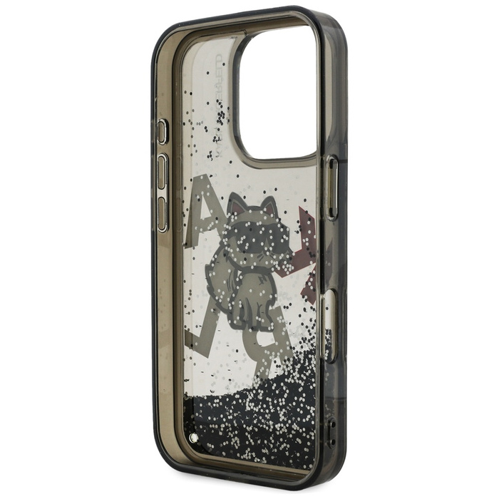Etui Karl Lagerfeld Liquid Glitter       Choupette Logo do iPhone 16 Pro czarny