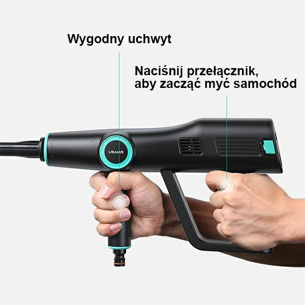 USAMS Myjka ciśnieniowa 5000 mAh + wąż ogrodowy 5m czarny/black BXXCQ01 (US-ZB252)