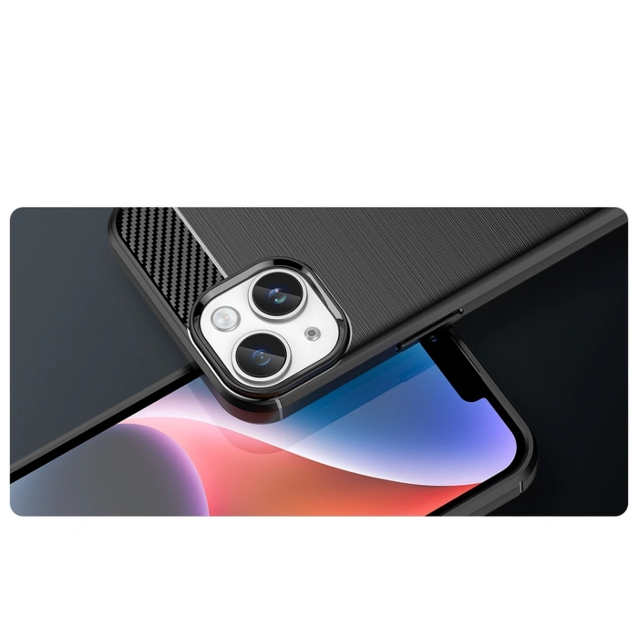 Carbon Case etui iPhone 14 Plus elastyczny żelowy pokrowiec na tył plecki niebieski