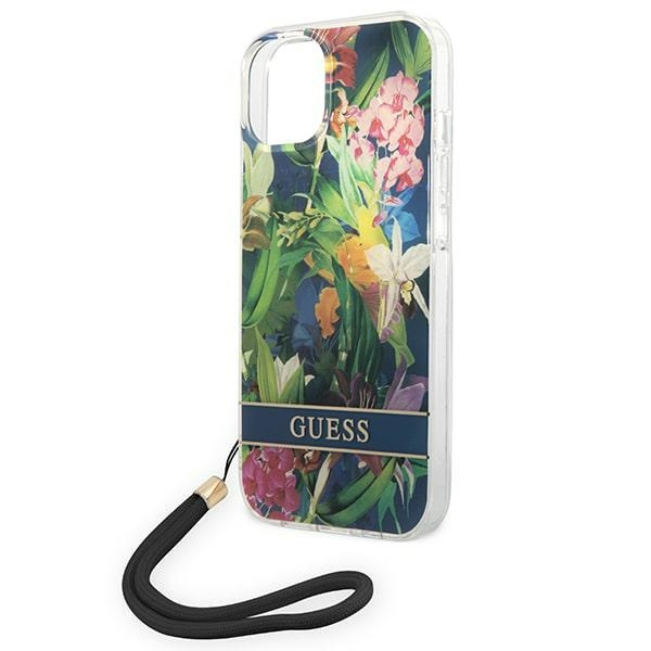 Etui GUESS Apple iPhone 14 Flower Strap Niebieski Hardcase