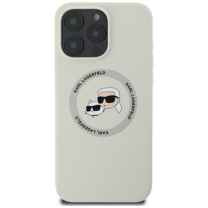 Etui Karl Lagerfeld Silicone Double       Heads And Circle MagSafe do iPhone 16 Pro Max beżowy