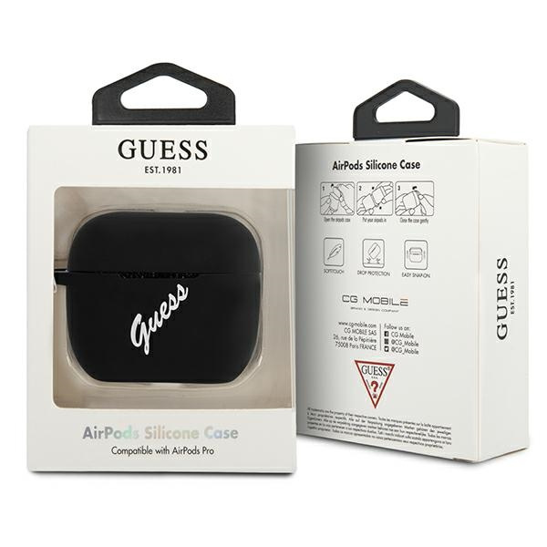 Etui GUESS Apple AirPods Pro Cover Silicone Vintage Czarny Biały Case