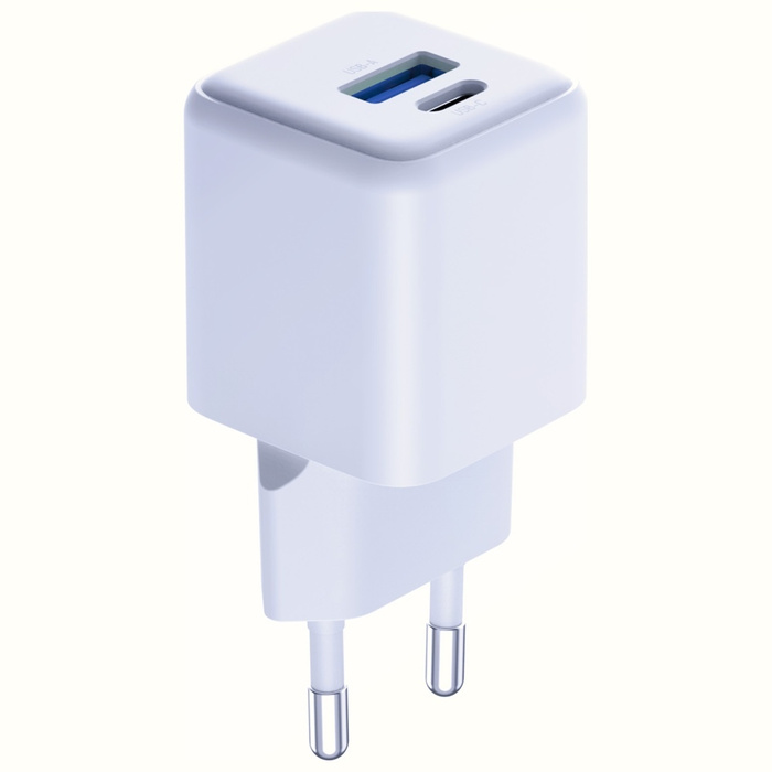 Ładowarka sieciowa 3MK Hyper GaN Charger 20W 1xUSB-A 1XUSB-C PD QC4+ biały