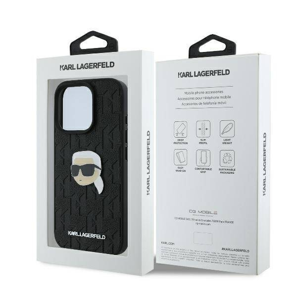 Etui Karl Lagerfeld iPhone 16 Pro Max 6.9" czarny/black hardcase Monogram Karl Head Pin