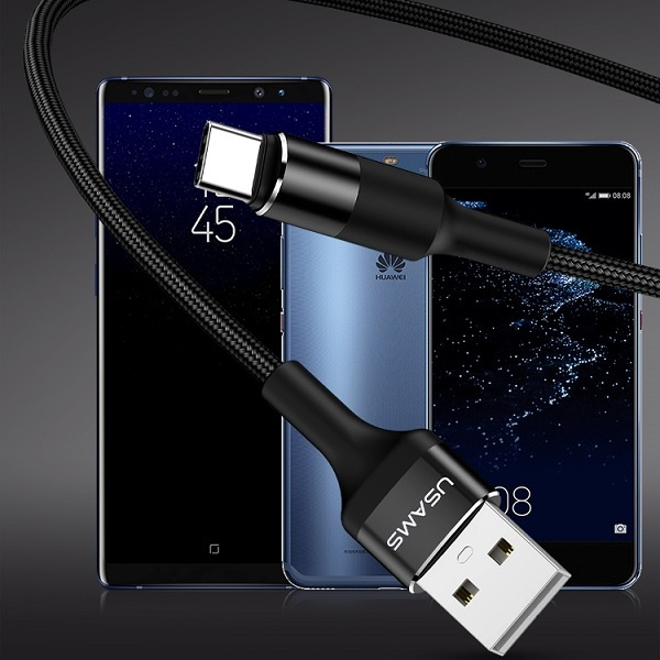 Kabel Pleciony USAMS USB-C 2A 1,2m Czarny