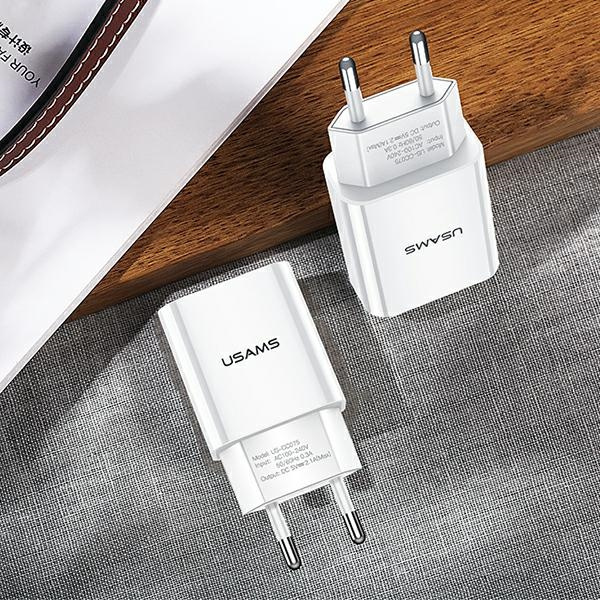 Ładowarka Sieciowa USAMS 1xUSB T18 2,1A Fast Charging Biały