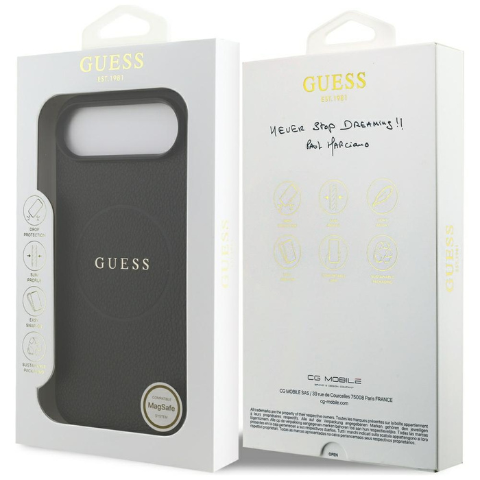 Etui Guess Grained Ring MagSafe do       iPhone 17 Air czarny