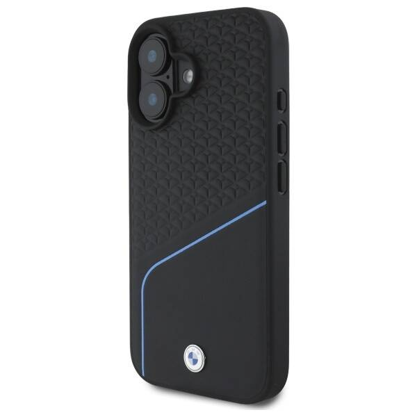 Etui BMW iPhone 16 6.1" czarny/black hardcase Sign Leather Textured And Line MagSafe