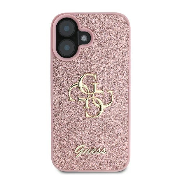 Etui Guess iPhone 16 Plus różówy/pink HC Fixed Glitter Big 4G