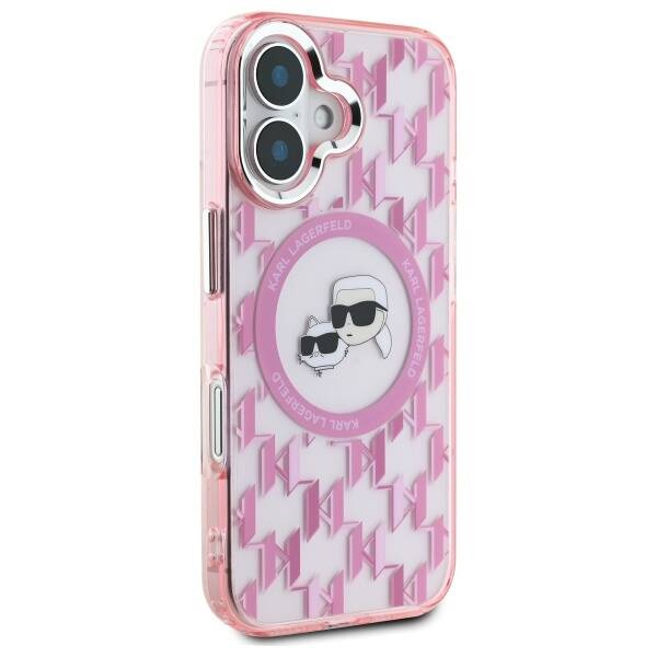 Etui Karl Lagerfeld iPhone 16 6.1" różowy/pink IML Monogram Karl&Choupette Head MagSafe