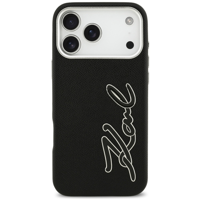Etui Karl Lagerfeld FW Grained Signature Logo do iPhone 17 Pro Max czarny