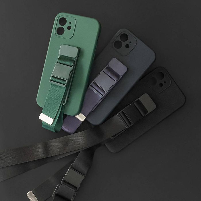 ETUI Rope case żelowe etui ze smyczą łańcuszkiem torebka smycz iPhone 13 Pro Max ciemnozielony CASE