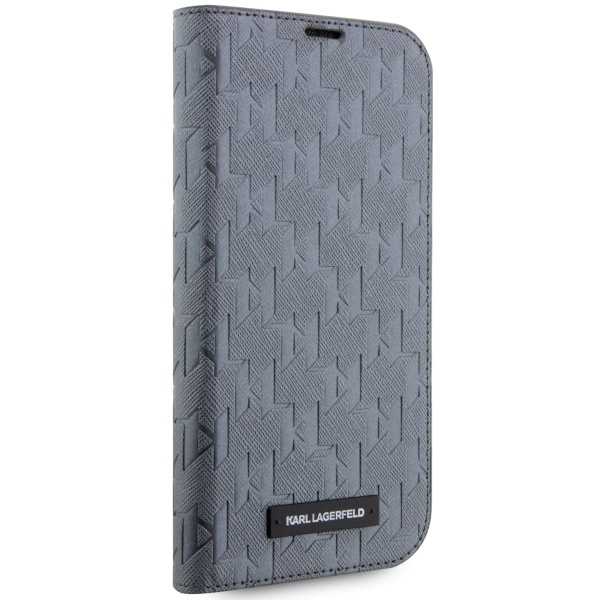 Etui Karl Lagerfeld KLBKP14XSAKLHPG iPhone 14 Pro Max 6.7" bookcase srebrny/silver Saffiano Monogram Case