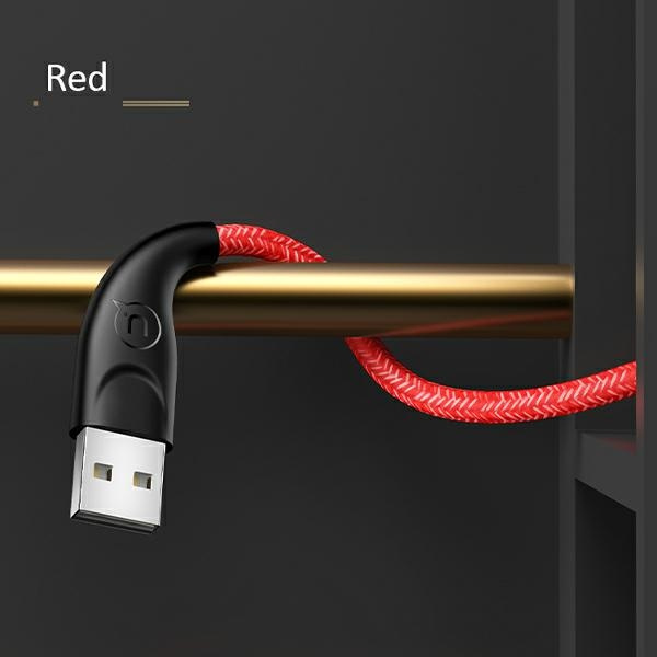 USAMS Kabel pleciony U41 MicroUSB/USB Fast Charge 3m czerwony/red SJ399USB02 (US-SJ399)
