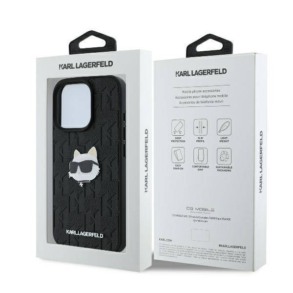 Etui Karl Lagerfeld iPhone 16 Pro Max 6.9" czarny/black hardcase Monogram Choupette Head Pin