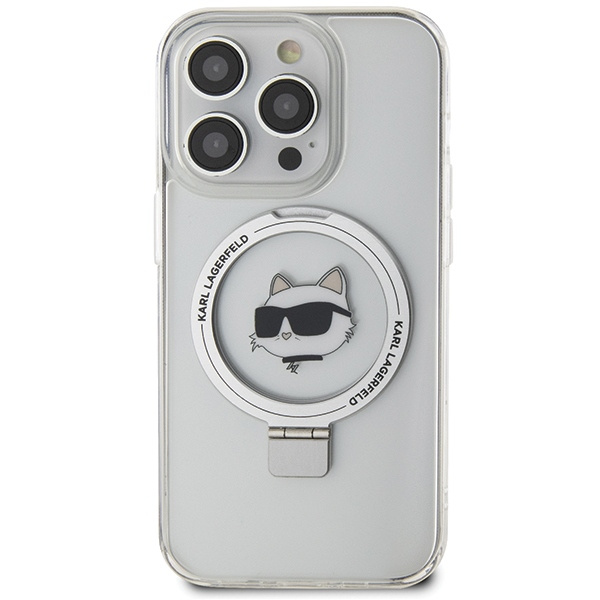 Etui Karl Lagerfeld KLHMP15LHMRSCHH iPhone 15 Pro 6.1" biały/white hardcase Ring Stand Choupette Head MagSafe Case