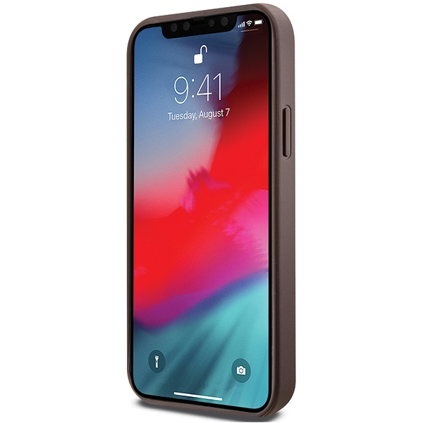 Etui Guess GUHMP12MG4GFRW iPhone 12/12 Pro 6.1" brązowy/brown hardcase 4G Collection Leather Metal Logo MagSafe Case