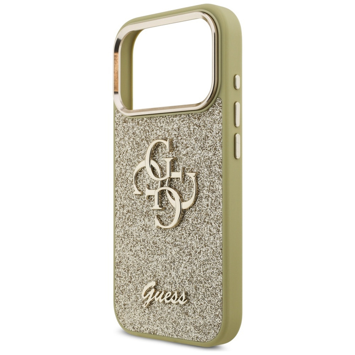 Etui Guess Fixed Glitter Big 4G Metal    Frame do iPhone 17 Pro złoty