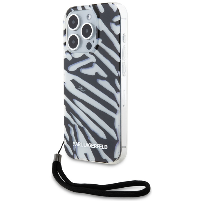 Etui Karl Lagerfeld KLHCP15LHZBPKCCK iPhone 15 Pro 6.1" czarny/black hardcase IML Zebra Pattern & Cord