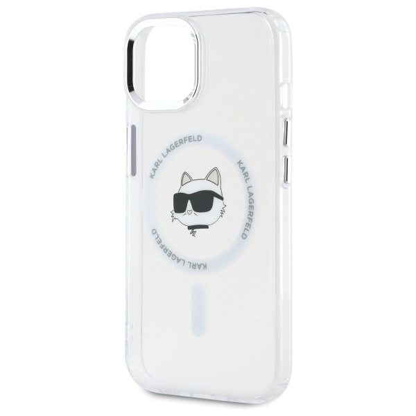 Karl Lagerfeld KLHMP15SHLSCHH iPhone 15   6.1" biały/white hardcase IML Metal Choupette Head MagSafe