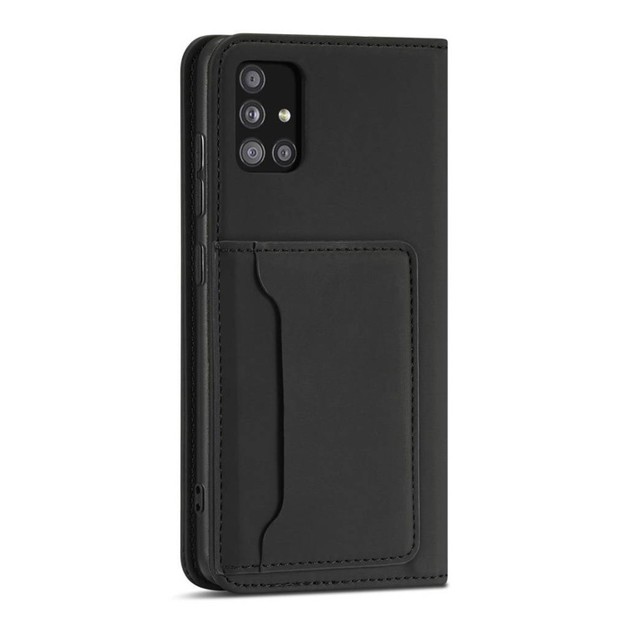 Magnet Card Case etui do Samsung Galaxy A12 5G pokrowiec portfel na karty kartę podstawka czarny