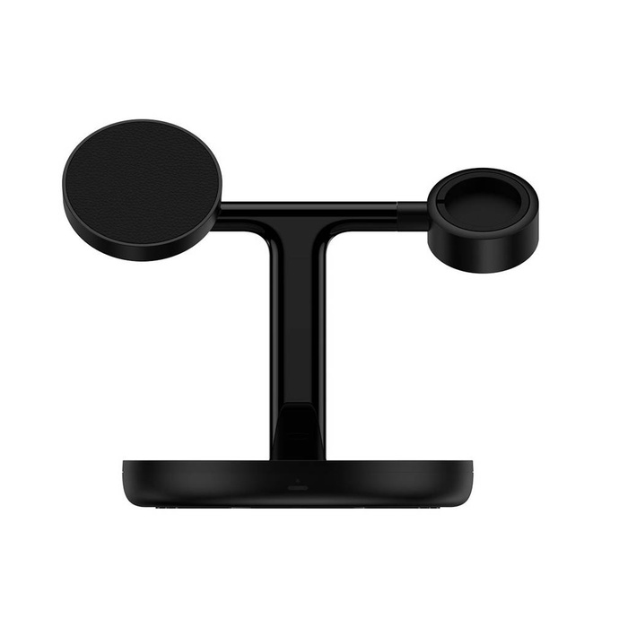 Baseus Swan ładowarka indukcyjna (kompatybilna z MagSafe) stojak do iPhone, Apple Watch, AirPods + kabel USB-C 1m czarny (WXTE000101)