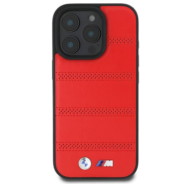 Etui BMW iPhone 16 Pro 6.3" czerwony/red hardcase M Perforated And Stitched Line MagSafe