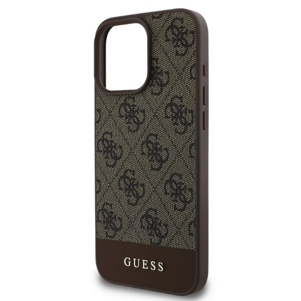 Etui Guess iPhone 16 Pro Max brązowy/brown HC PC/TPU 4G PU Bottom Stripe