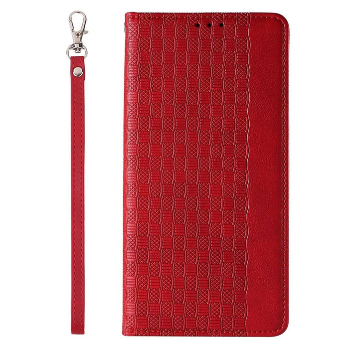 Magnet Strap Case etui iPhone 14 Pro pokrowiec z klapką portfel mini smycz podstawka czerwone